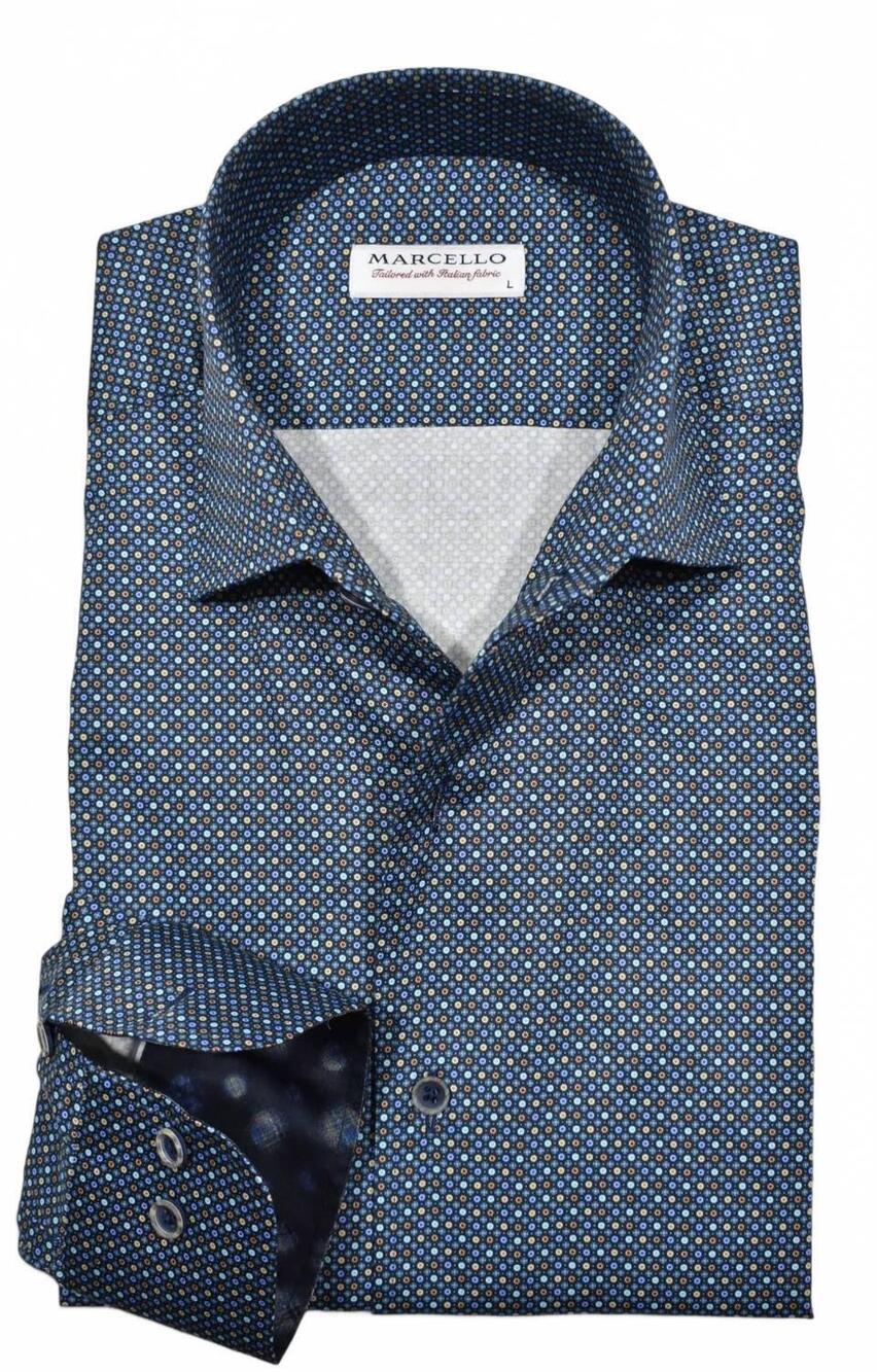 NEW MARCELLO men's ringley roll collar shirt in indigo